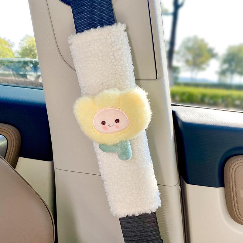 2 Cute Flower Car Seat Belts, Shoulder Protectors, Cartoon Soft and Comfortable Car Belts