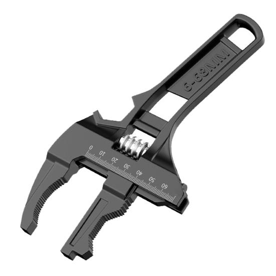 

Yousheng Adjustable Wrench Precision Scale Markings Extra-Wide 68mm Mouth Opening Short Handle Wrench Automotive Repairs Multipurpose Tool чорний