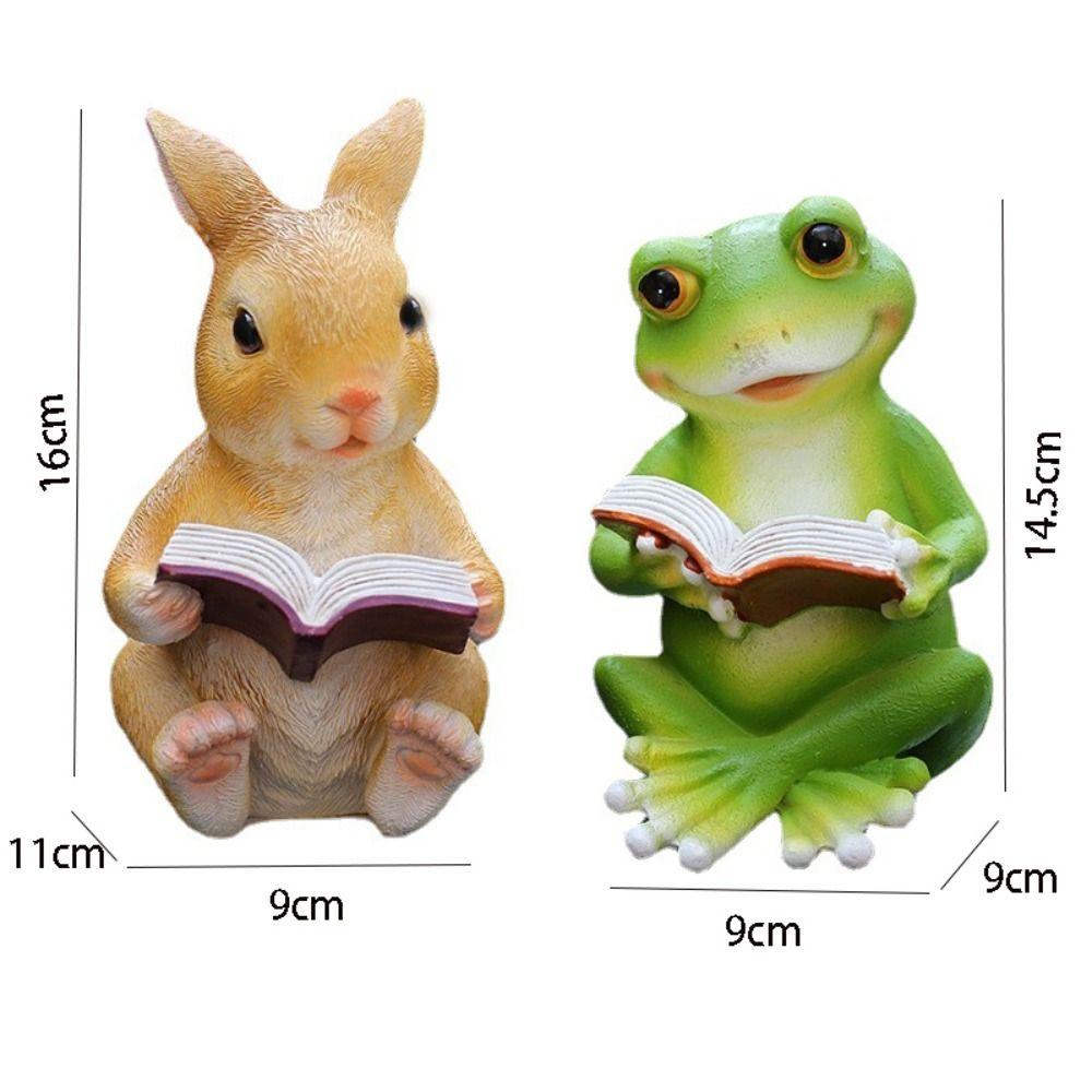 Cartoon Animal Sculpture Resin Miniatures Figurine Crafts Rabbit Frog Statue  Car