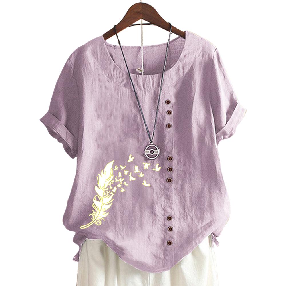 Модный женский хлопковый топ с короткими рукавами и 11 яркими цветочными узорами S белый — фото 11