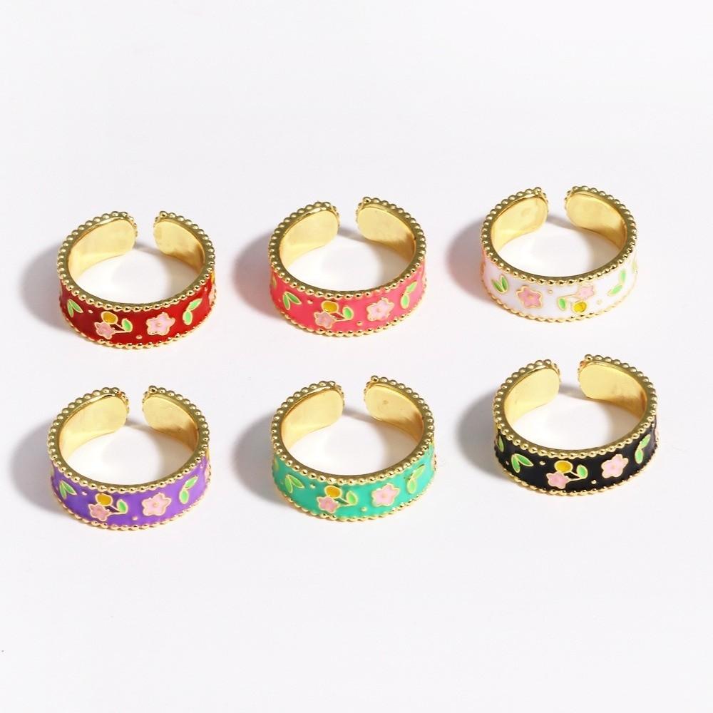 Vielseitiger Floraler Offener Ring Öl-Tropfen Vintage Schmuck Neuer Emaille Ring Geschenk