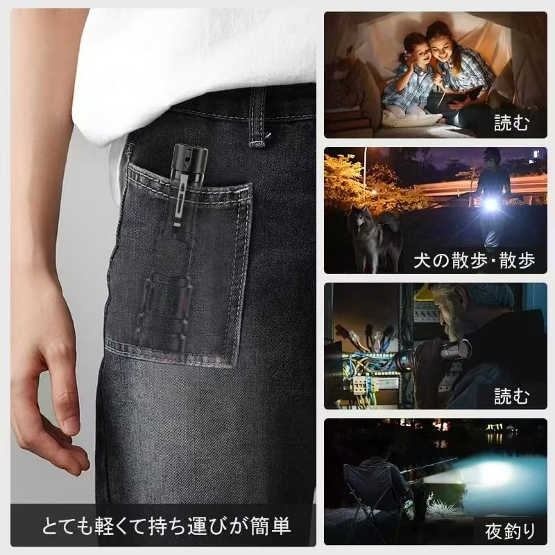 Latest PSE Powerful Flashlight Modes of Dimming Rechargeable LED COB Work Power Display Handheld 3000mA High Capacity Ideal for Emergency Nighttime