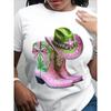 I Got My Boots on The Ground Cartoon Woman Design Ladies Summer White Crew Neck Breathable Short Sleeve Aesthetic Clothes