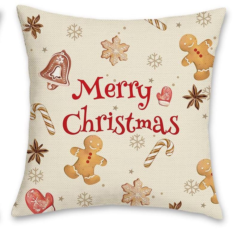 Christmas Pillow Cover Cartoon Cookies Little Man Snowflake Christmas Tree Home Sofa Pillow Cover Premium Durable