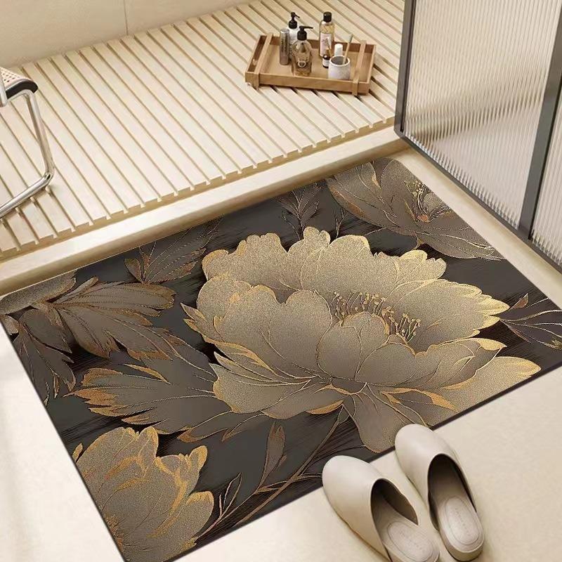 Leichter Luxus Blume Fußmatte Super Saugfähig Diatomeenerde Badezimmer Boden Fußmatte Küchenteppich Rutschfest Hauseingang Veranda Teppiche