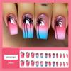 24pcs Medium Length Summer Press on Nail Full Cover False Nail with Seaside and Coconut Tree Designs