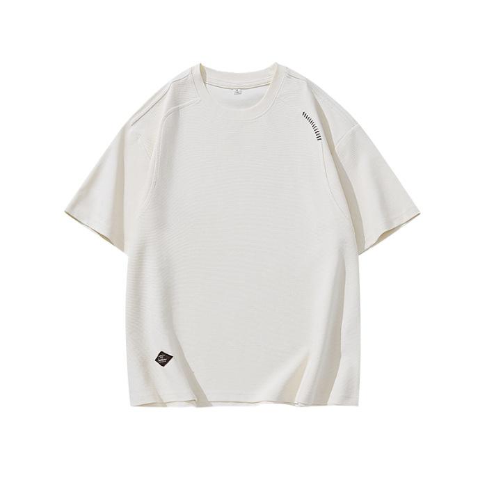 

Мужская летняя футболка с коротким рукавом, новая, с разрезом, свободная, повседневная, с рукавом до локтя 4XL бежевый