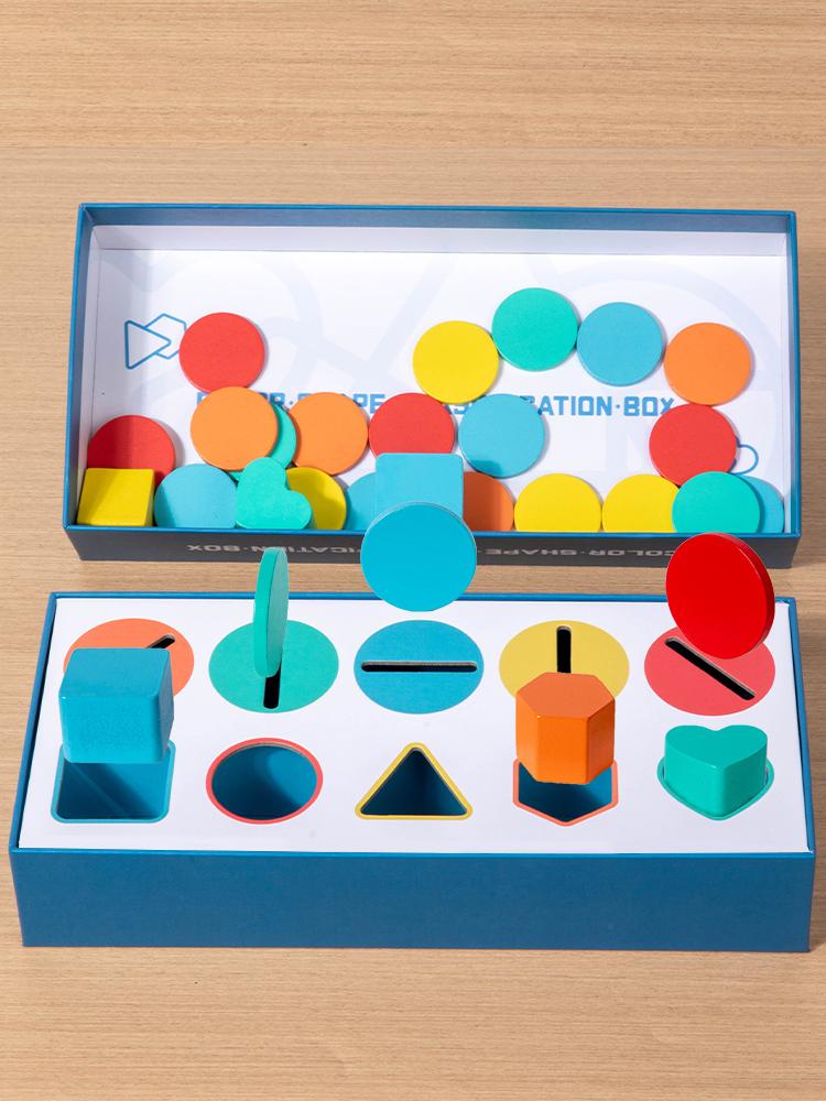 Montessori Wood Toys for Kids Wooden Shape Color Sorter Educational Toy for Baby Toddlers Preschool Gifts