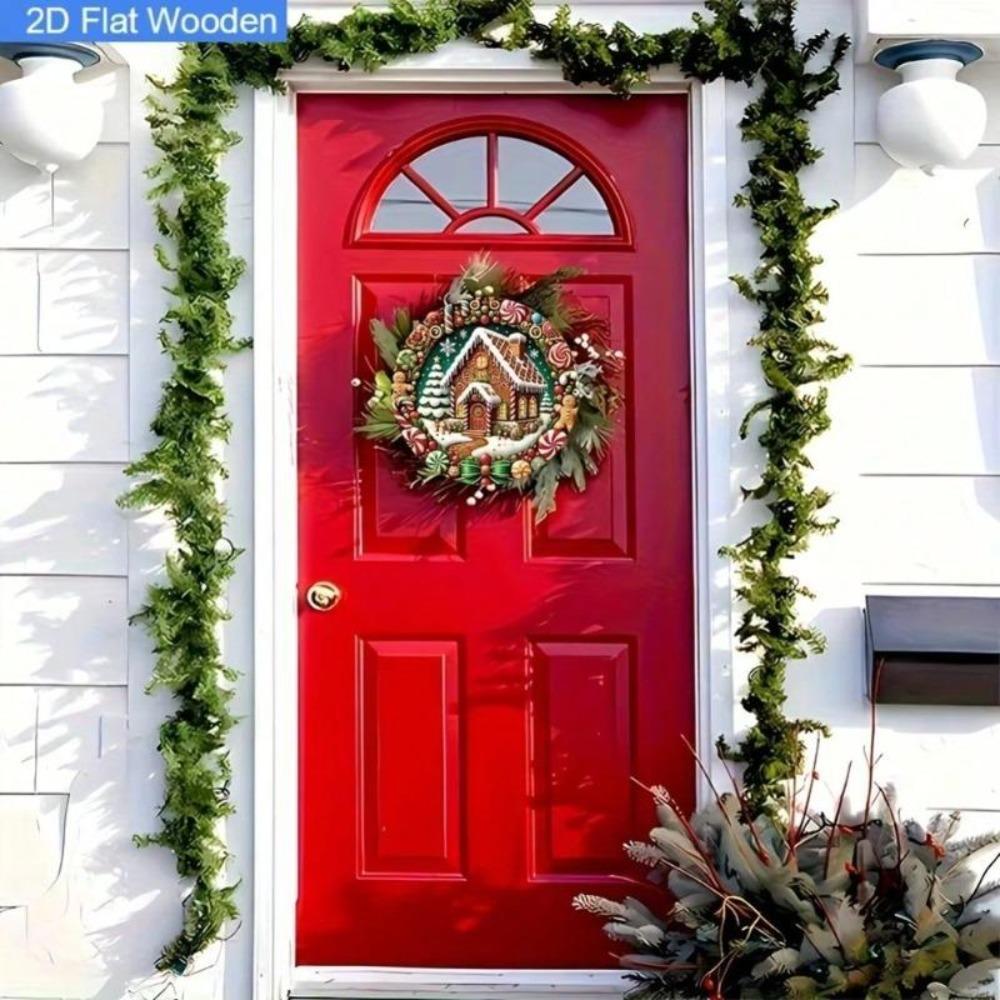 Gingerbread House Wreath Metal Sign Christmas Outdoor Wall Decor