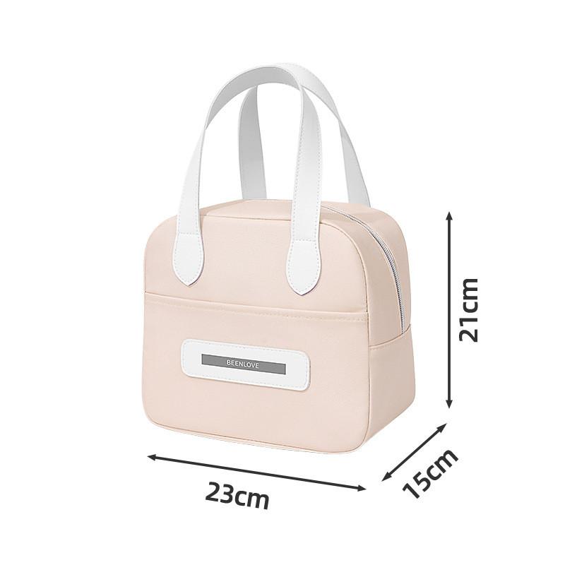 Letter Print Beenlove Solid Color Lunch Insulated Bag Portable Hand Held Bags