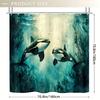 Ocean Orca Shower Curtain - 71X71 Inch, Underwater Scene With Black & White Orcas,Coral Reefs, Polyester,Hand Wash, Summer Decor