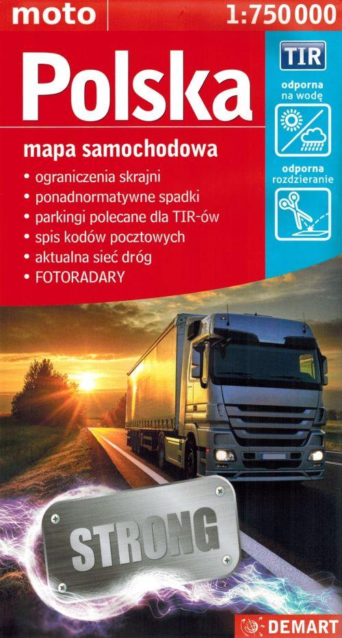 Polen 1:750 000. Wasserdichte Autokarte LKW Für Berufskraftfahrer. Wyd. 2025. Demart