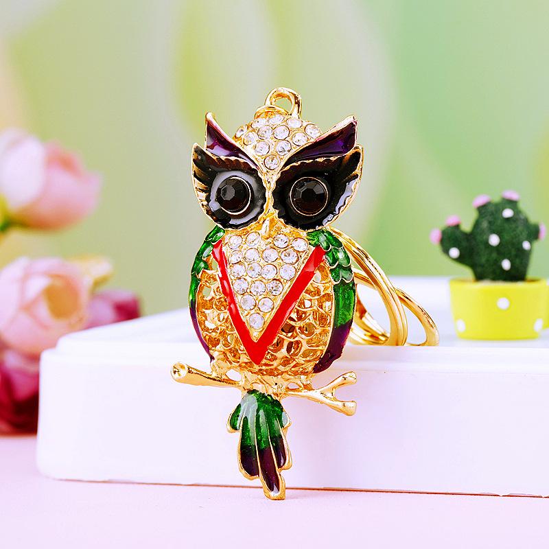 Owl Crystal Keyring Charm Pendant Handbag Purse Bag for Key Ring Chain Keychain