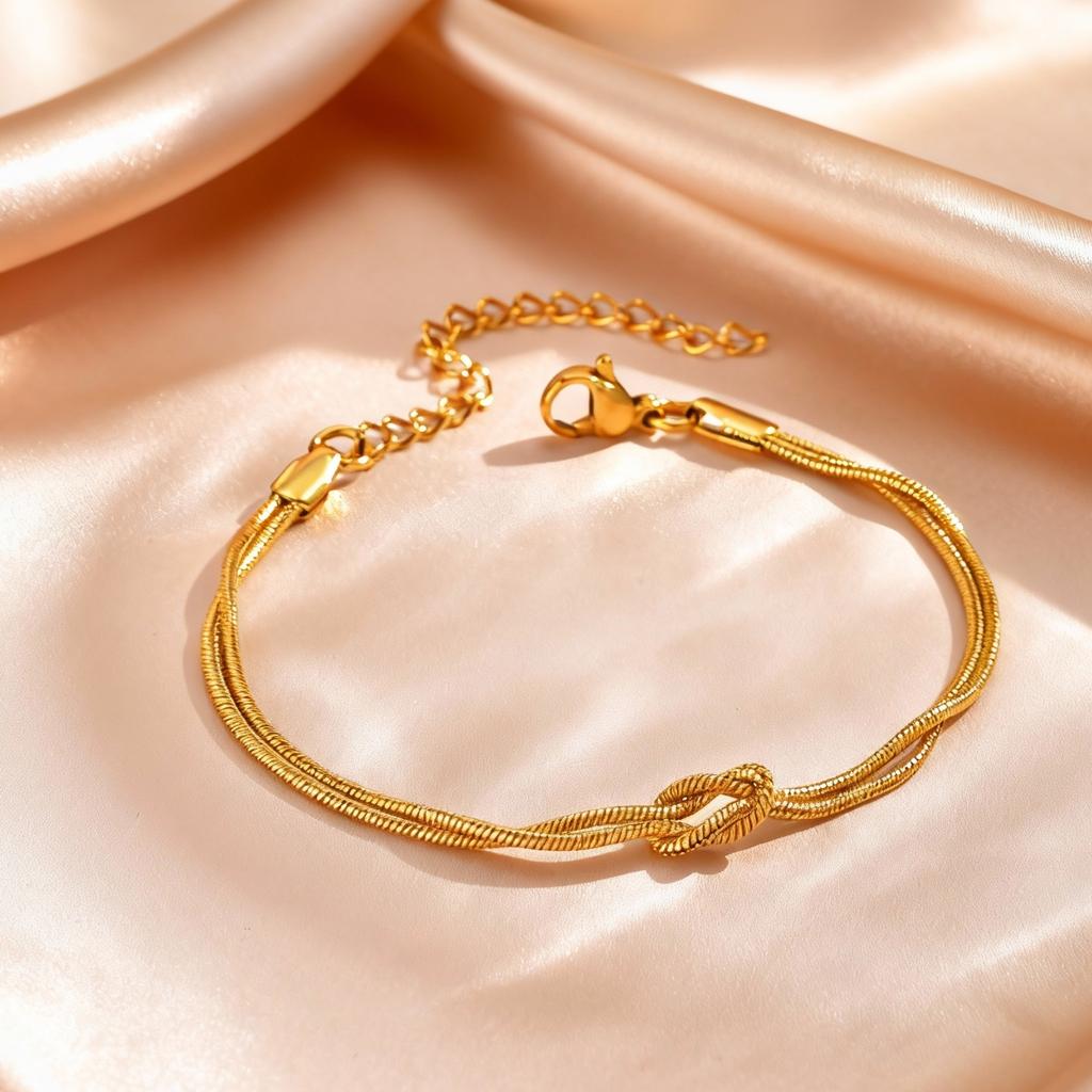 Conjunto de Pulseiras de Casal Nó de Amor da Moda, Pulseiras de Corrente Cobra Redonda de Aço Inoxidável para Mulheres Homens Joias Presente de Dia dos Namorados