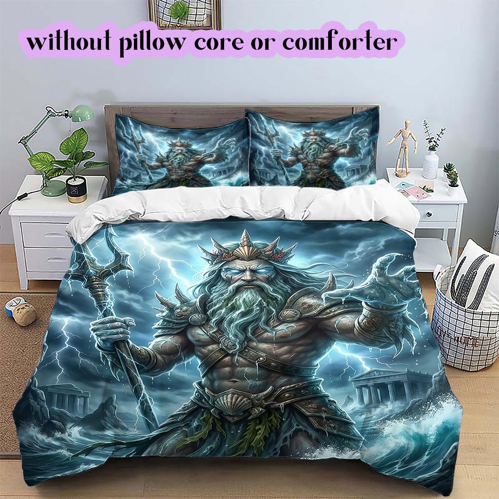 mythological figures Pattern Bedding Quilt Set Quilt Cover Pillowcase Home Decoration Birthday Gift (1 * duvet cover + 2 * pillowcase, without core)