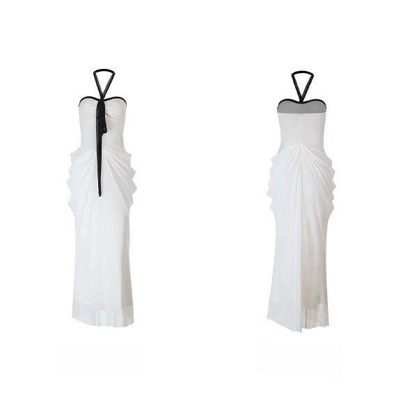 Elegant Polyester Off Shoulder Mermaid Dress With Backless Design For Summer Wear
