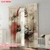 2pcs   plane printing Popular Curtains Vibrant Santa with Holly & Berries Polyester Woven (without rod) Room Decor for Bedroom