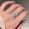Huitan Super Fairy Star Cut Double Layer Sun, Moon & Stars Open Engagement Ring