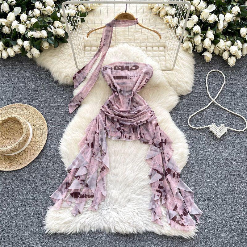 Cool Style Letter Tube Top Vest Women Summer New Ribbon Slim Fit Chic Niche Beautiful Fried Street Pure Desire Top