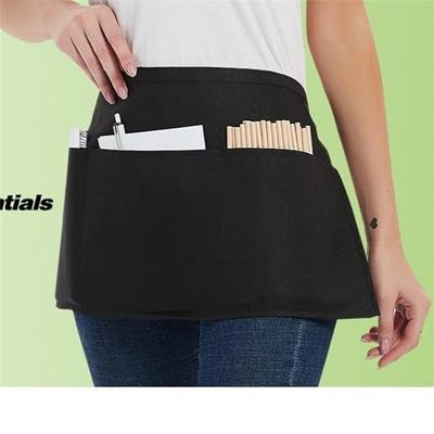 Grembiule Classico Bistro Nero con Cintura e Grandi Tasche Anti-Sporco per Ristoranti