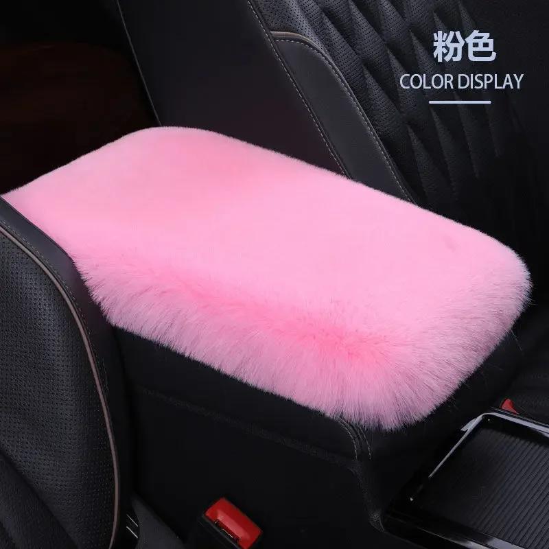 Universal Soft Furry Plush Armrest Box Pads Cover Center Console Polyester Armrest Pad Cushion Winter Car Interior Accessories