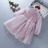 Mädchen Modekleid Frühling und Herbst Kinder Spitzen Mesh Stickerei Puffärmel Prinzessinnenkleid