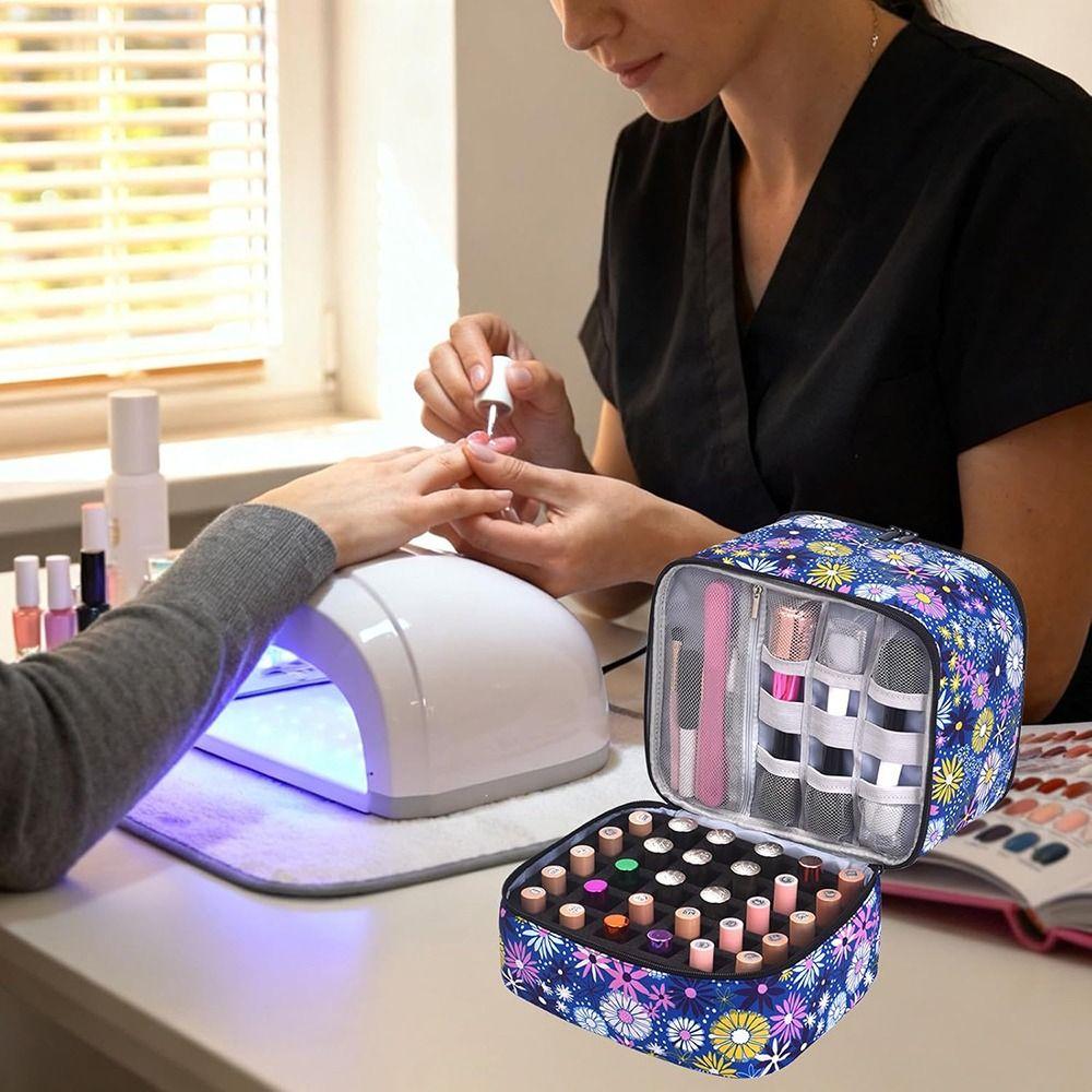 Multi-function Nail Polish Storage Bag Removable Inner Pouch Nail Polish Organizer Case Holds 30 Bottles and Nail Lamp