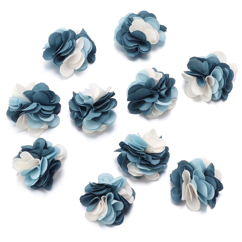 10pcs 2.5cm Cloth Fabric Flower Three Colors Handmade Artificial Flowers For DIY Wedding Party Clothing Headwear Decor Supplies