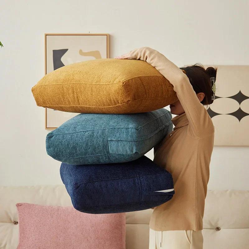 

Solid Soft Chenille Fabric Rectangle Sofa Cushion Cover Pillowcase Nordic Home Living Room Decoration Backrest Pillow Cover 60x40x10cmPillowcase