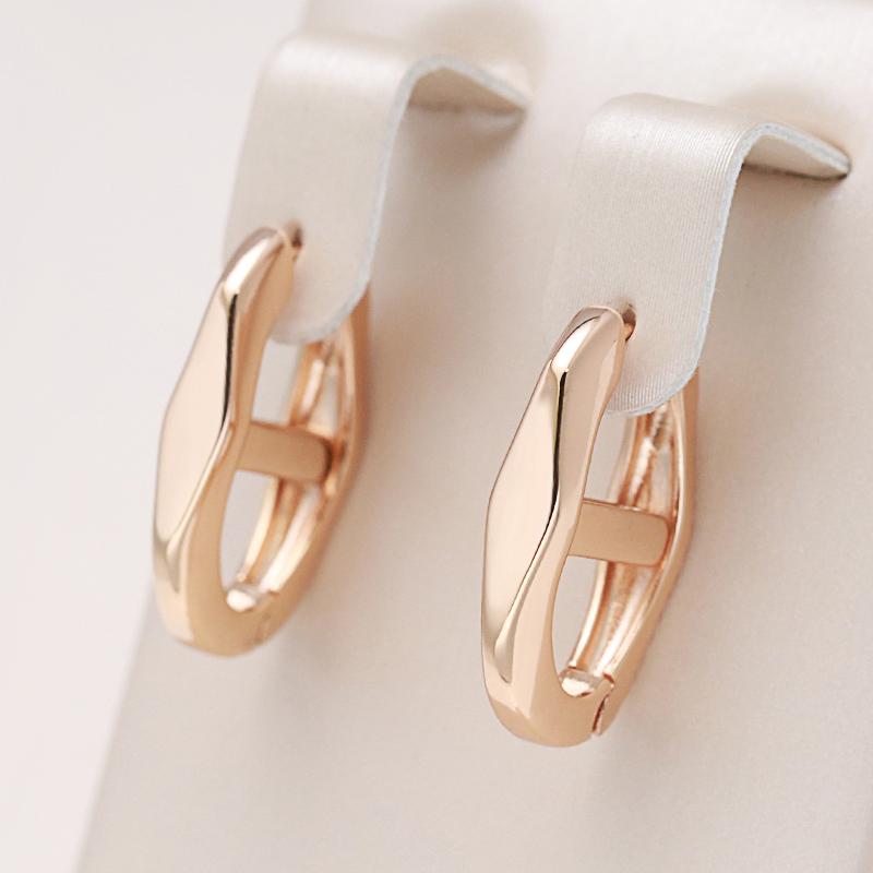 Fashion Glossy Dangle Earrings  Rose Gold Color Simple Geometry Earrings For Women High Quality Daily Fine Jewelry