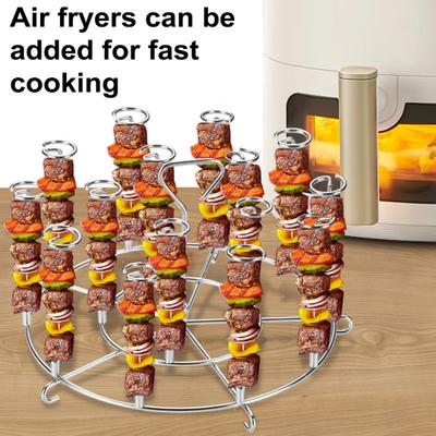 Stainless Steel BBQ Vertical Skewers for Air Fryer Grill Set of 15 Skewers Detachable Heat-Kitchen Tools for Cafe Restaurant Bakery