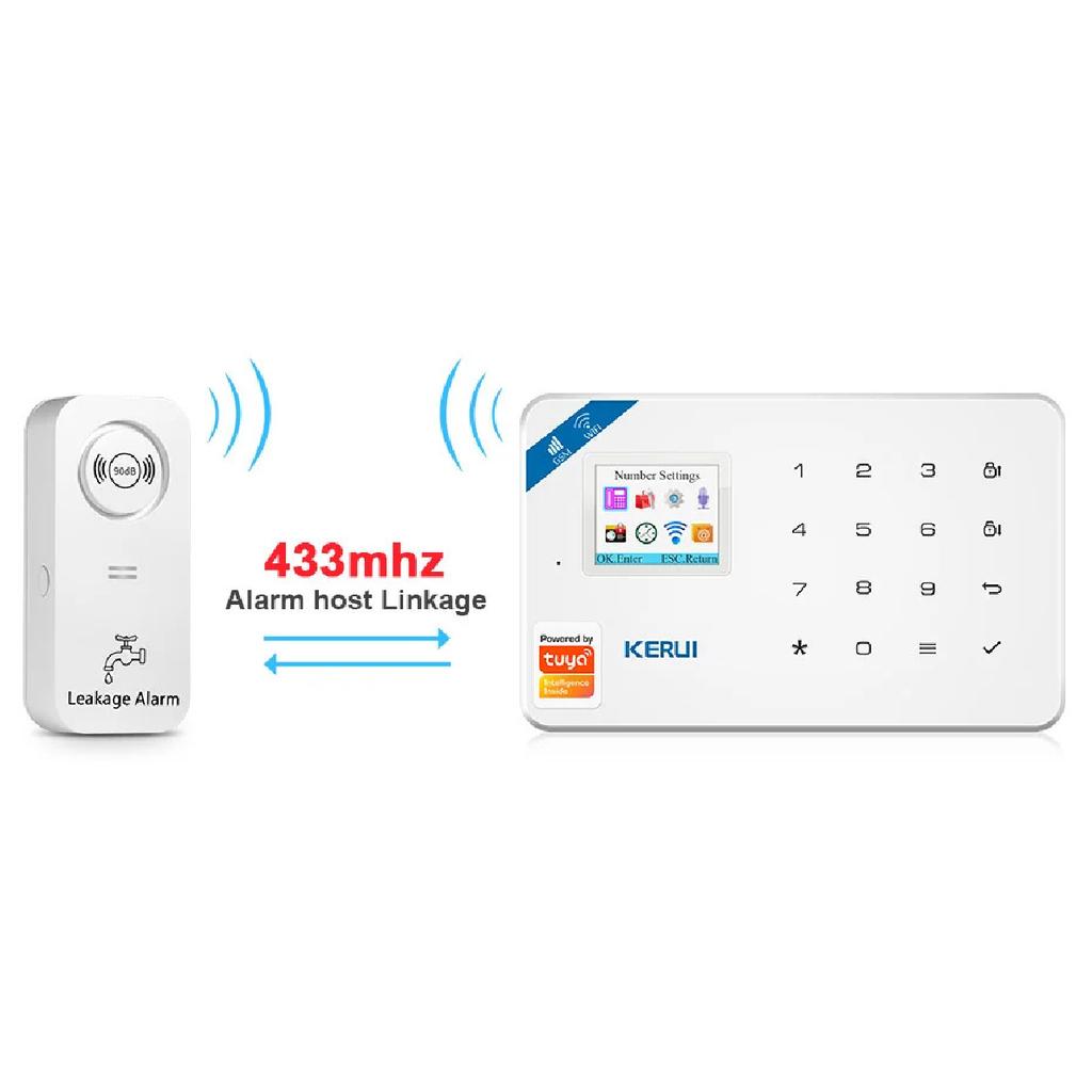 KERUI 433Mhz Leakage Alarm Water Detector Drip Alert with 90db Loud Home Security Overflow Sensor for Kitchen Bathroom