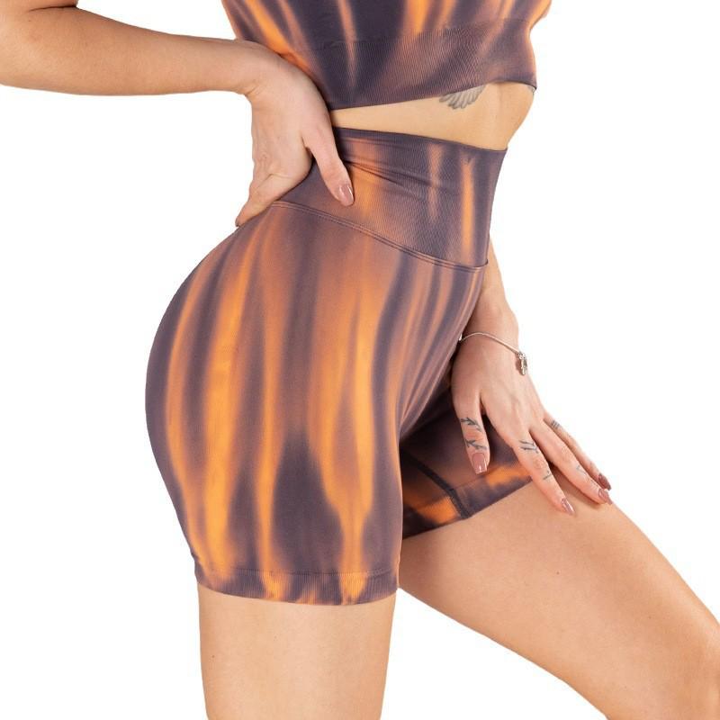Aurora Peach Women's High Waist Butt-Lifting Yoga Shorts - European American Bright Colors, Three-Quarter Fitness Outerwear