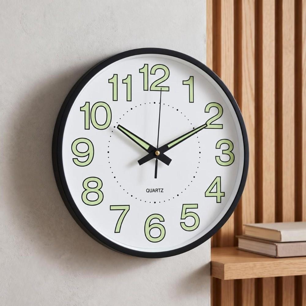 Plastic Frame Silent Quartz Clock 12 Inch Luminous Wall Clock Quiet Analog Clock Office Decor