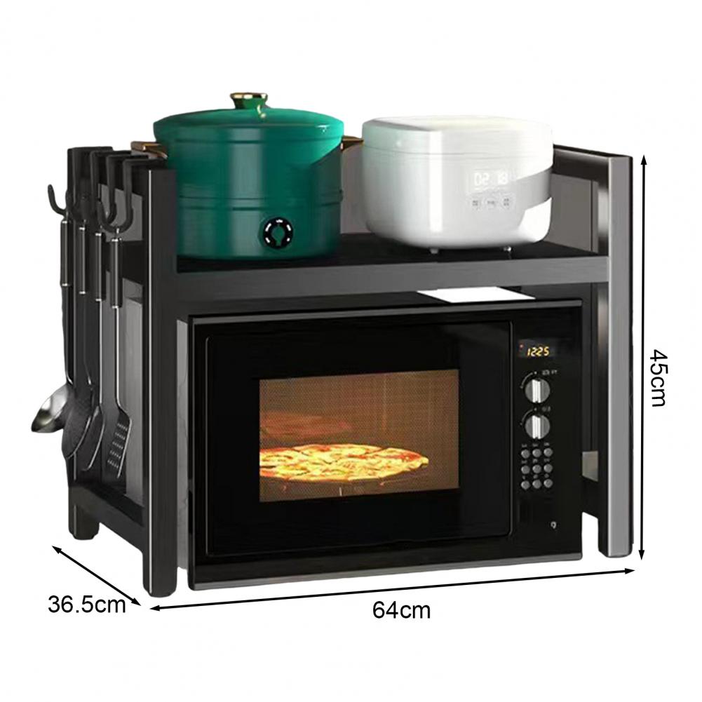 Mikrowellenherd-Rack, verstellbares Mikrowellen-Ständerregal mit 6 Haken für die Küchentheke, ausziehbarer Ofenrost mit starkem