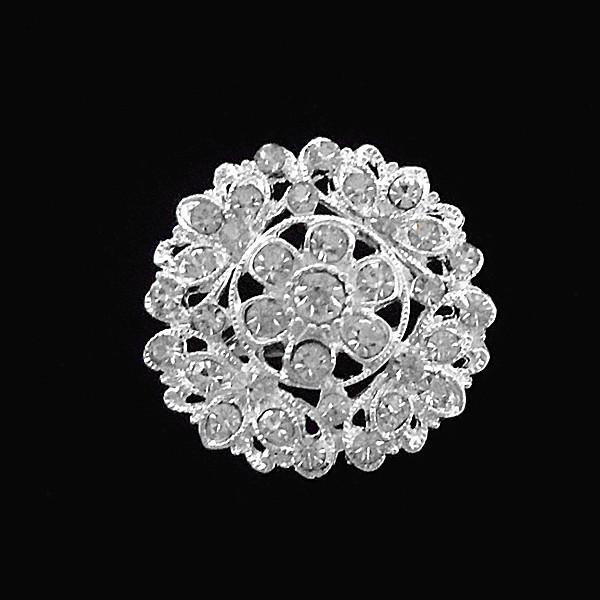 Korean Style Exquisite Alloy Small Flower Rhinestone Silver Plated Brooch Lapel Pin B912