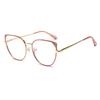Hollow cat's eye anti-blue glasses frame ins women's European and American fashion trend metal flat glasses myopia glasses frame