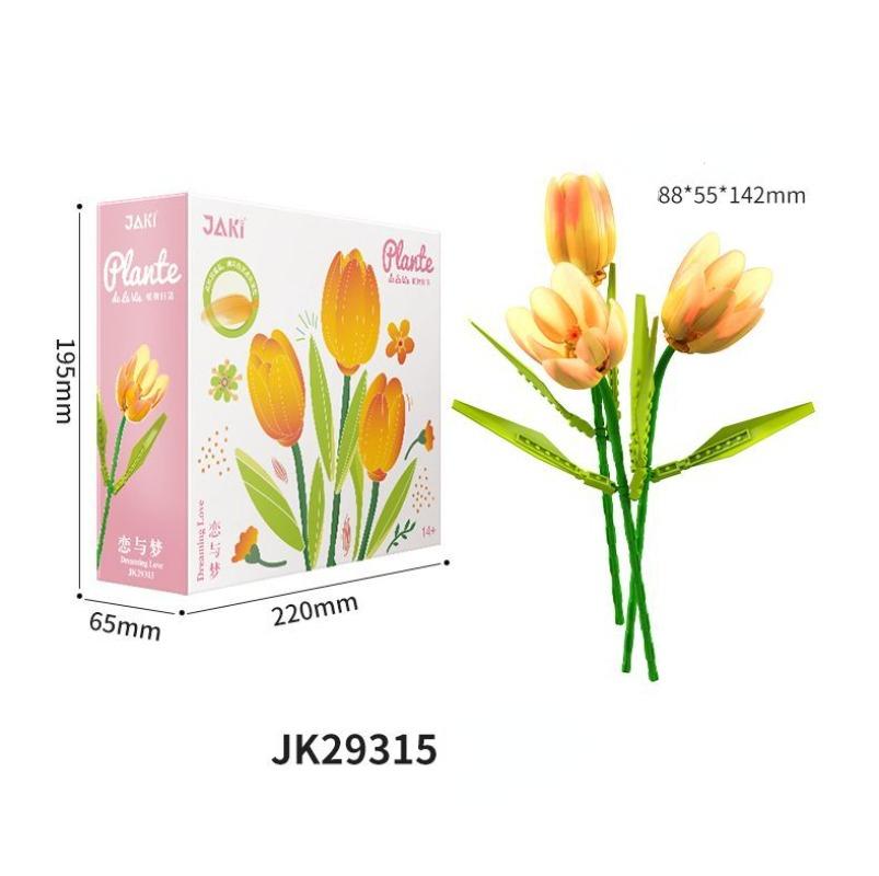 Tulip Flower Bricks Set Building Block Bouquet Model Home Decoration Plant Potted Flower Assembly Bricks Child Festive Gifts