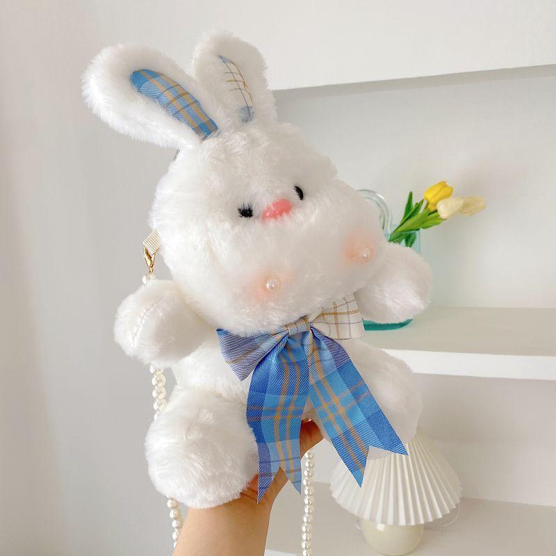 Cute Plush Bunny Mini Bag With Pearl Embellishments For Fashionable Women