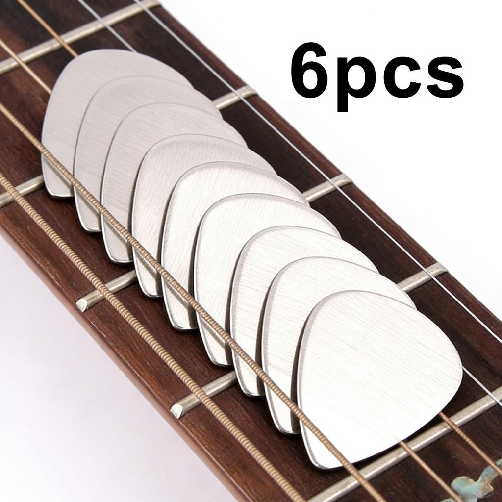 6Pcs 0.3mm Stainless Steel Picks, Sturdy Durable Metal Plectrums, Perfect for Acoustic Guitar, Electric Guitar, Ukulele ZSY