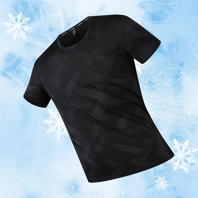 Short-sleeved Ice Silk Short-sleeved T-shirt Men's Thin Loose Quick-drying T-shirt Running Sports Elastic Men's Top Large Size