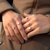 Stainless Steel Adjustable Rings for Women Waterproof Gold Plated Shiny Geometric CZ Zircon Pendant Fashion Finger Jewelry