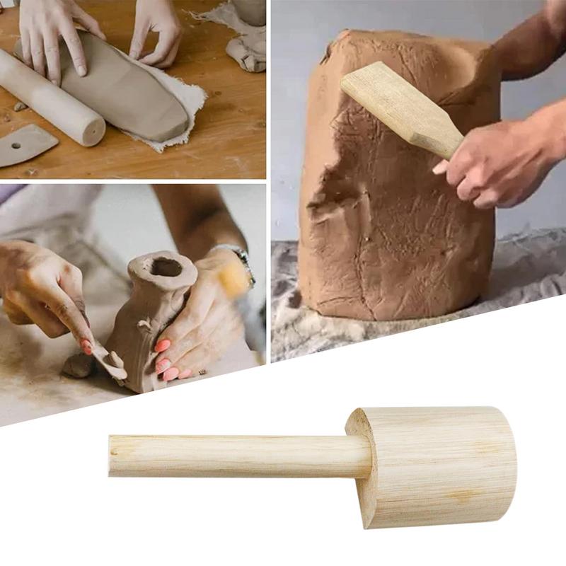 Ceramic Solid Wood Clapping Board Soft Clay Supplies High Quality Wooden Tap Hammer with Tooth Professional Pottery Tool