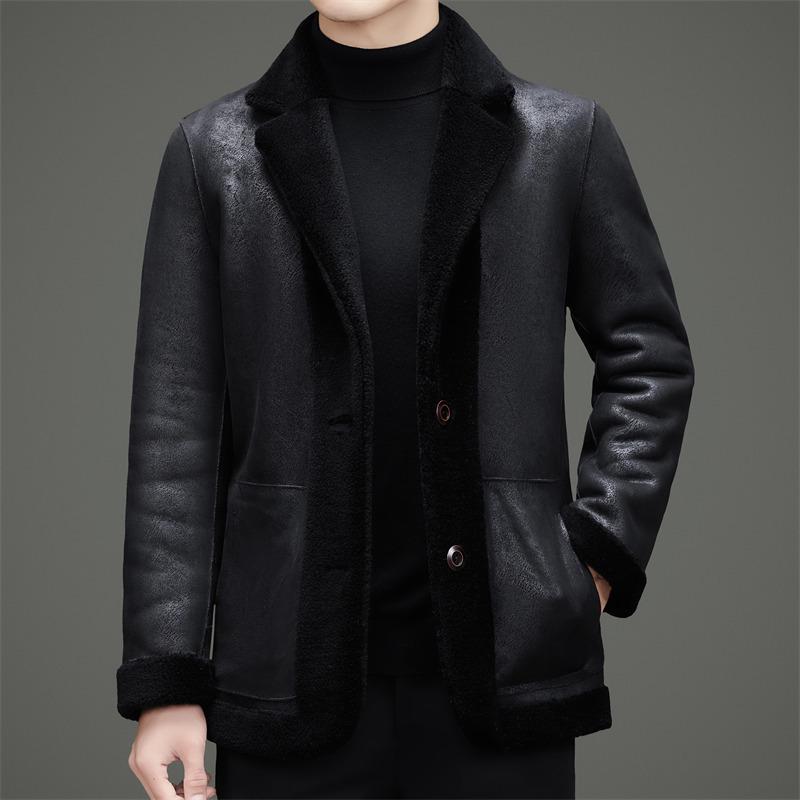 Men's 2025 Winter Fashion Lambswool Shearling Coat, Double-Sided Wear - Casual Style for Young and Middle-Aged