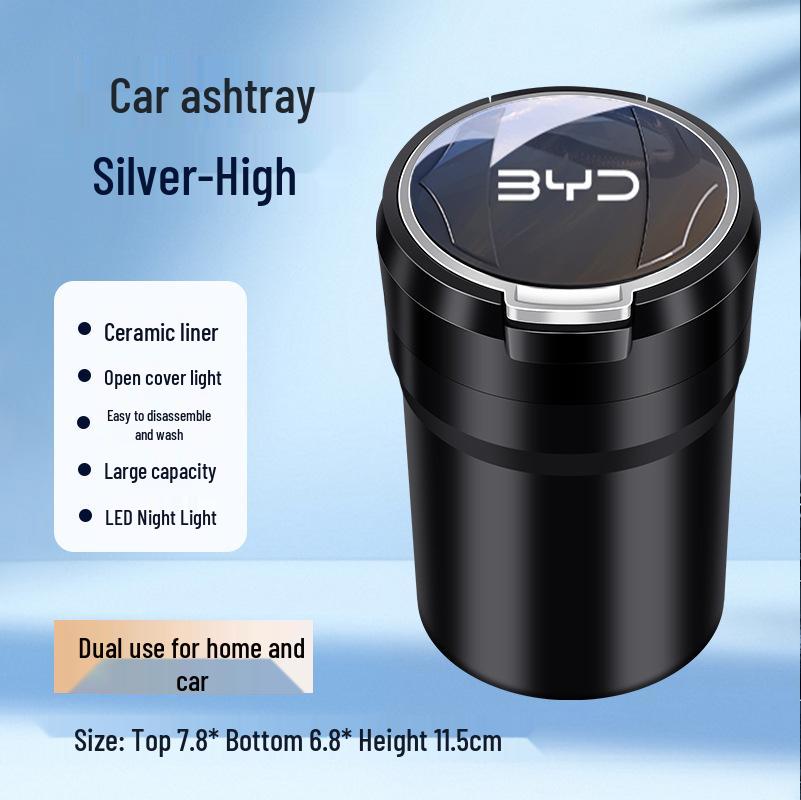 Premium Ceramic Car Ashtray for BYD Han, Song, Qin Plus DMI, Dolphin, Tang, and Yuan Pro Models