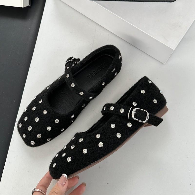 2025 Herbst neue Mode vielseitig französisches Temperament Mary Jane Schuhe Damen Wildleder kleiner eckiger Kopf weiche Sohle Einzelne Schuhe