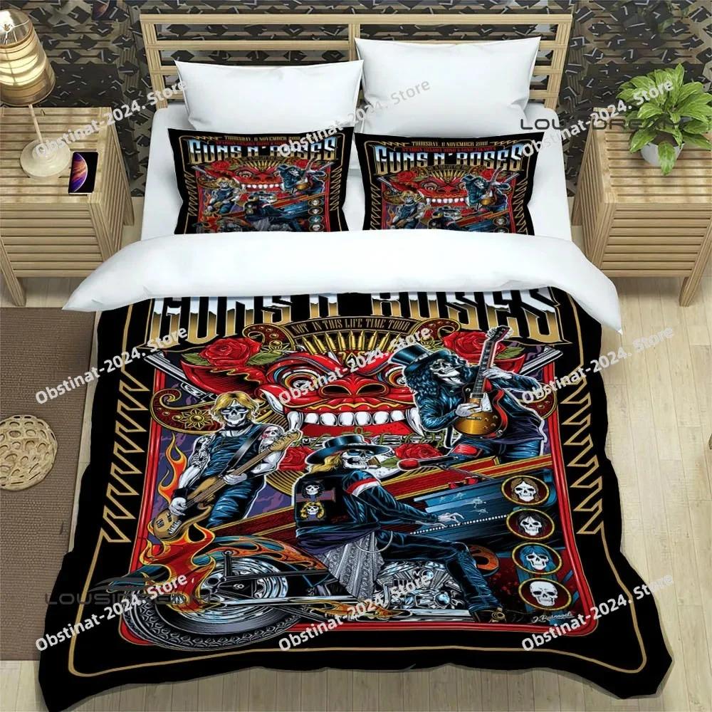 New Guns n'roses bplus retro Beding Set Printed Bed Linen Set With Pilowcase Bed Soft Duvet Cover Soft Single Double Quen Super King-Sized Dimensionsd