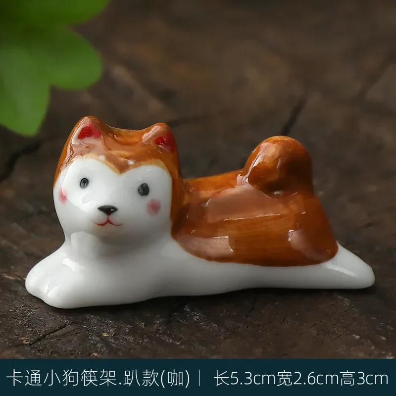 Japanese Style Underglaze Ceramic cute dog Chopstick Holder Tableware Restaurant Simple Oval Spoon Bracket Utensil For Kitchen