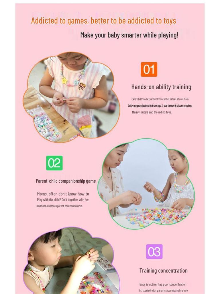 Beaded Toy Kit for Girls: DIY String Beads for Handmade Necklaces - Educational Birthday Gift