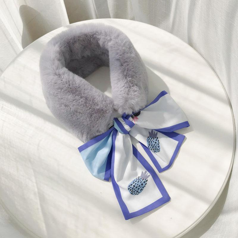 Women Fake Collar Tie Winter Faux Fur Woman False Collar Girls Detachable Fur Collar Ribbon Warm Scarfs for Ladies Neckerchiefs